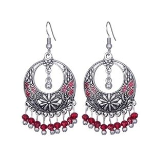 RED CHANDELIER DANGLE EARRINGS